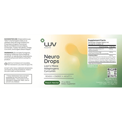 LUV Neuro Drops product label